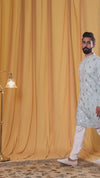 Sky Blue Muslin Mirror and Embroidered Kurta Pyjama
