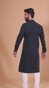 Teal Pure Cotton Self Jaquard Kurta Pyjama