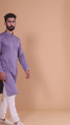 Purple Pure Cotton Self Jaquard Kurta Pyjama