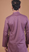 Lavender Pure Cotton Self Jaquard Kurta Pyjama