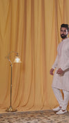 Beige Tusser Embroidered Kurta Pyjama