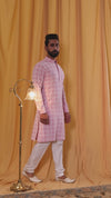 Pink Georgette Embroidered Kurta Pyjama