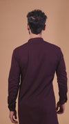 Wine Pure Cotton Self Jaquard Kurta Pyjama